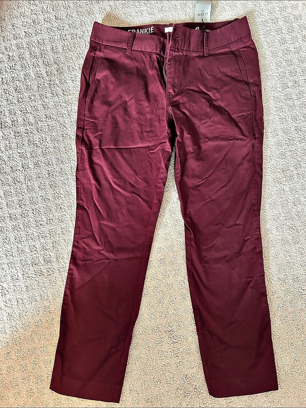 J.Crew Frankie Pant Straight Leg Pants in Burgundy Size 6P NWT